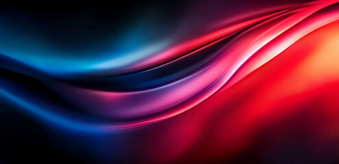 Poster - A close-up of the curved silhouette of an abstract red and blue blurred background