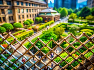 Poster - Captivating Tilt-Shift Photography of Lattice Structures in Urban Environments Showcasing Intricate Patterns and Textures, Perfect for Architectural and Design Projects