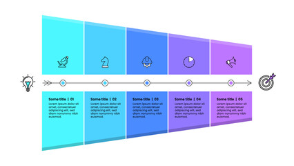 Aufkleber - Infographic template. Funnel with line and 5 steps