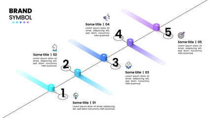 Aufkleber - Infographic template. Isometric line with 5 steps