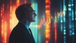 © Visioner - A Man in a Suit Observes Financial Data on a Screen