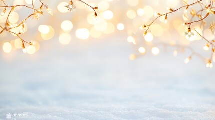 Poster - Festive Holiday Lights Over Snowy Background Warm Winter Glow