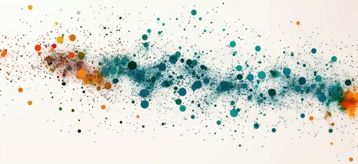 Poster - Colorful abstract digital art with dots and lines, copy space for text
