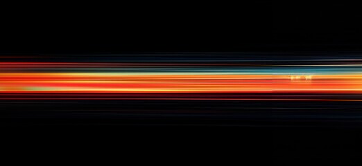 Poster - Colorful light streaks, vibrant abstract lines, dynamic motion, blending hues, dark background, artistic representation, energy flow, copy space for text