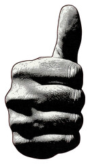 Poster - png an isolated black and white real thumb up hand illustration background graphic.