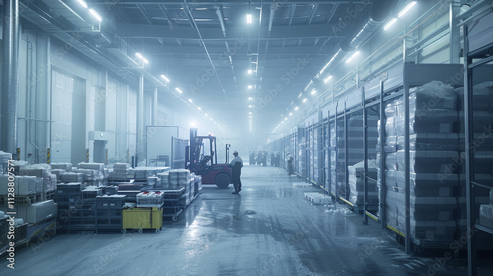 In a temperature-controlled cold storage facility, fresh produce ...