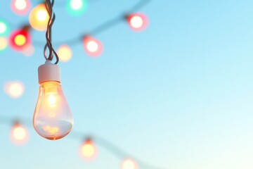 Poster - Festive Holiday Lights Against Clear Sky Vibrant Seasonal Atmosphere