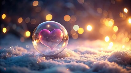 Poster - Charming Pink Heart Bubble on White Background for Romantic and Love-themed Projects, Perfect for Social Media, Invitations, and Creative Designs