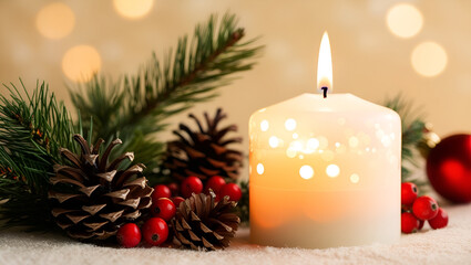 Fototapete - Christmas and Happy New Year Background with Snowflakes on red background generative AI tools