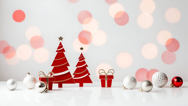 Christmas and Happy New Year Background with Snowflakes on red background generative AI tools