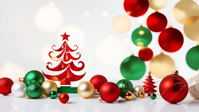 Christmas and Happy New Year Background with Snowflakes on red background generative AI tools