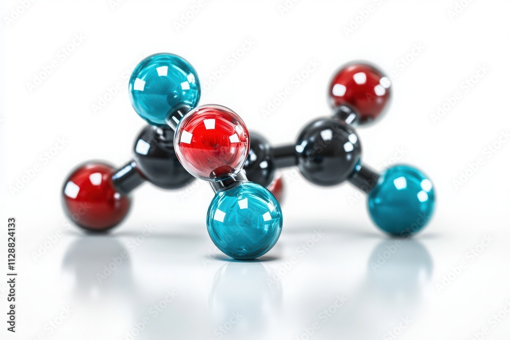 A detailed depiction of a molecular model featuring colorful atoms connected by bonds.