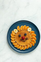 Sticker - Funny kids breakfast, lion face pancakes