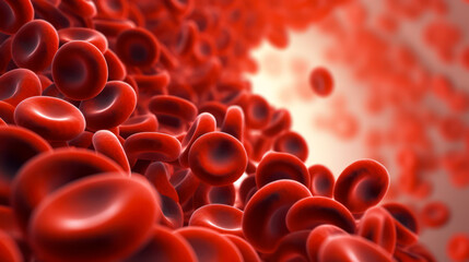 Wall Mural - Red blood cells in vessels, microscopic image