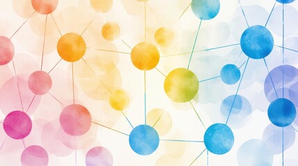 Poster - Colorful Abstract Representation of Quantum Computing Grid with Floating Particles and Connections