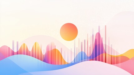 Poster - Vibrant Digital Dashboard Visualization with Colorful Waveforms and Sunlight Background