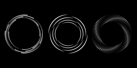 Wall Mural - Set of  white  lines in circle form. Geometric art. Trendy design element for frame, logo, tattoo, sign, symbol, web, social media, prints, posters, template, pattern and abstract background	