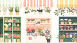 © NVBiz - Vector Illustration of Florists and Floral Designs in Minimal Style