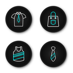 Poster - Set line Tie, Undershirt, Handbag and Shirt icon. Vector