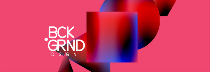 Poster - Neon color geometric shapes square triangle circle abstract background. Vector Illustration For Wallpaper, Banner, Background, Card, Book Illustration, landing page