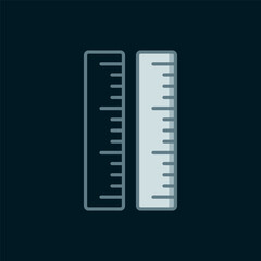 Poster - Line Ruler icon isolated on black background. Straightedge symbol. Flat filled outline style with shadow. Vector