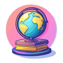 Wall Mural - World Globe on Books - Educational Illustration