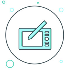Aufkleber - line graphic tablet icon isolated on white background. colorful outline concept. vector