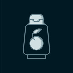 Wall Mural - Line Bottle of shampoo icon isolated on black background. Flat filled outline style with shadow. Vector