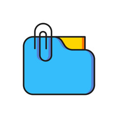 Poster - color document folder with paper clip icon isolated on white background. accounting binder symbol. b