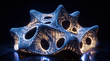 Poster - Abstract illuminated structure with intricate patterns and textures