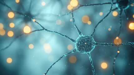 Poster - Glowing Data Streams in Neural Networks Visualized with Bright Lights and Organic Shapes