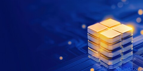 Poster - Intricate Representation of Secure Infrastructure with Modern Design and Blue Background