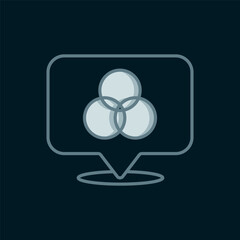 Poster - Line RGB and CMYK color mixing icon isolated on black background. Flat filled outline style with shadow. Vector