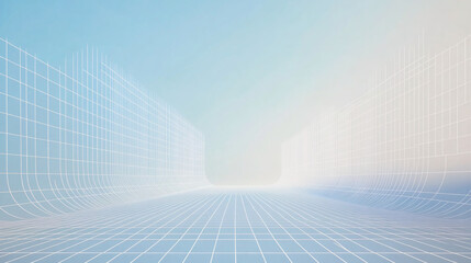 Poster - A minimalist geometric background featuring clean white shapes and lines, creating a modern, sleek design.