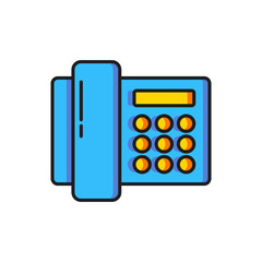 Poster - Color Telephone icon isolated on white background. Landline phone. Flat filled outline style with shadow. Vector