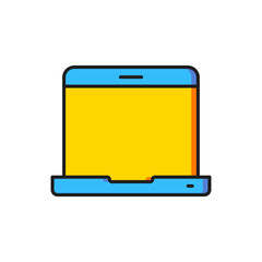Poster - Color Laptop icon isolated on white background. Computer notebook with empty screen sign. Flat filled outline style with shadow. Vector
