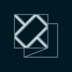 Poster - line folded map icon isolated on black background. flat filled outline style with shadow. vector