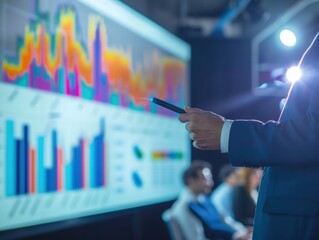 Aufkleber - Business Professional Analyzing Colorful Data Charts in Conference Room