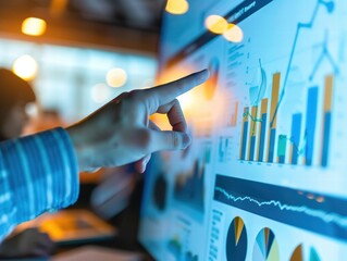Poster - Business Professional Analyzing Data Charts on Digital Screen