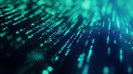 Poster - Abstract Digital Matrix with Glowing Blue and Green Data Streams
