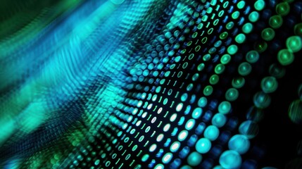 Poster - Abstract Digital Binary Code Flow in Blue Green Tones
