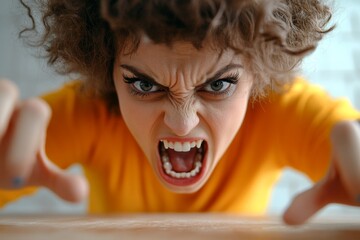Poster - A dynamic image of a person angrily slamming their hand on a desk, their face showing intense frustration