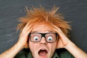 Poster - A dynamic shot of a person covering their face in shock, their wide eyes and open mouth showing disbelief