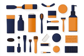 Poster - A flat 2D design showing an array of epilation tools and soothing products arranged neatly on a white background