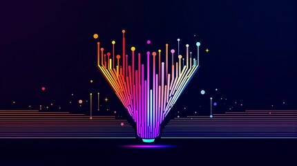 Poster - Big Data Technology Concept with Digital Funnel for Data Collection Analysis and Transformation into Useful Information
