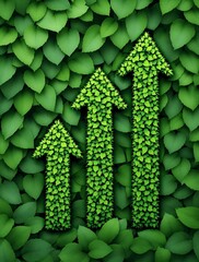 Poster - Upward-Pointing Arrows Made of Green Grass Symbolizing Eco-Friendly Progress and Sustainable Development