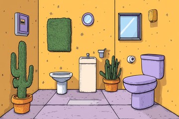Aufkleber - A pixel art depiction of a person using an epilation device in a cozy, retro bathroom with small animated sparkles and steam rising from a nearby bath