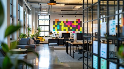 Poster - Modern Open Office Space with Bright Interior and Creative Atmosphere