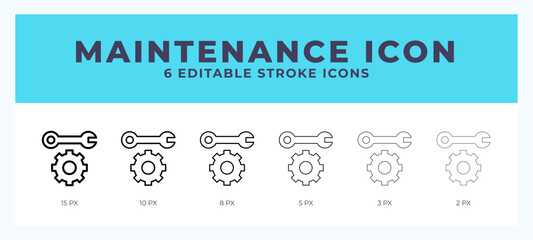 Aufkleber - Maintenance icon. Editable stroke line icon vector illustration.