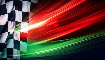 Poster - Racing flag with dynamic motion background.